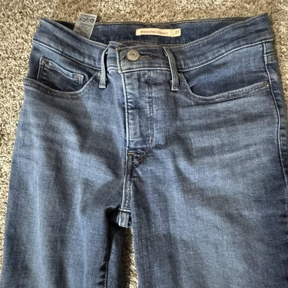 Levis 314 Shaping Straight Jeans Womens 27x32 Blue Denim Stretch Mid Rise - Picture 3 of 12